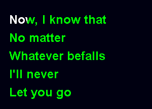 Now, I know that
No matter

Whatever befalls
I1lnever
Let you go