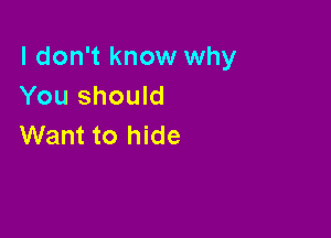I don't know why
You should

Want to hide