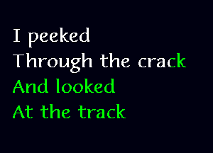 I peeked
Through the crack

And looked
At the track