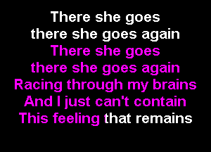 There she goes
there she goes again
There she goes
there she goes again
Racing through my brains
And I just can't contain
This feeling that remains