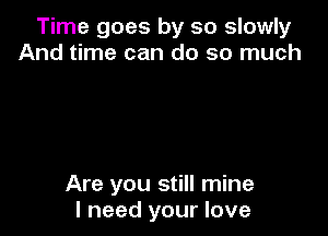 Time goes by so slowly
And time can do so much

Are you still mine
I need your love