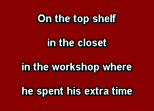 0n the top shelf

in the closet

in the workshop where

he spent his extra time