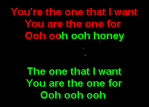 You're the one that I want
You are the one for
Ooh ooh ooh h-oney

The one that I want
You are the one for
Ooh ooh ooh