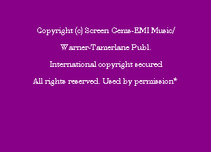Copyright (c) Sm Ccma-EMI Municl
WmTamcrlam Publ.
hman'onal copyright occumd

All righm marred. Used by pcrmiaoion