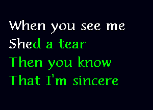 When you see me
Shed a tear

Then you know
That I'm sincere