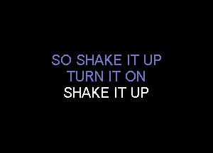 SO SHAKE IT UP
TURN IT ON

SHAKE IT UP