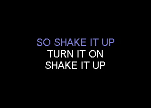 SO SHAKE IT UP
TURN IT ON

SHAKE IT UP