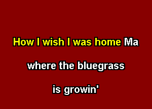 How I wish I was home Ma

where the bluegrass

is growin'