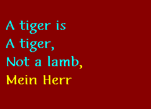 A tiger is
A tiger,

Not a lamb,
Mein Herr