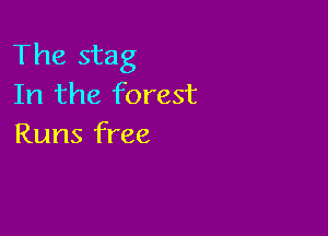 The stag
In the forest

Runs free