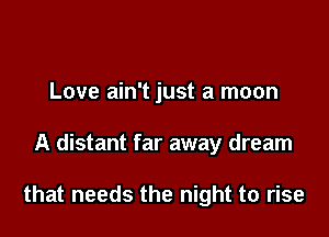 Love ain't just a moon

A distant far away dream

that needs the night to rise