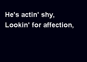 He's actin' shy,
Lookin' for affection,