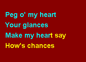 Peg o' my heart
Your glances

Make my heart say
How's chances