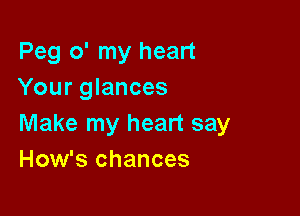 Peg o' my heart
Your glances

Make my heart say
How's chances