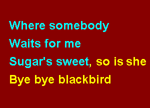 Where somebody
Waits for me

Sugar's sweet, so is she
Bye bye blackbird