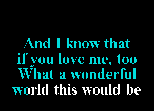 And I know that
if you love me, too
What a wonderful

world this would be