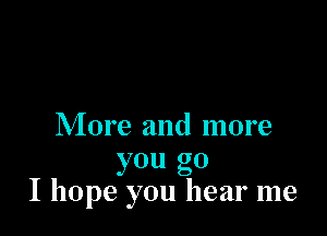 More and more

you go
I hope you hear me