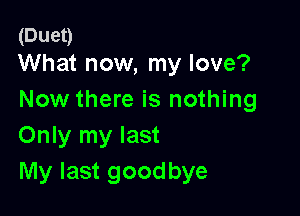 (Duet)
What now, my love?

Now there is nothing

Only my last
My last goodbye