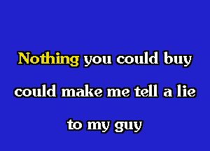 Nothing you could buy

could make me tell a lie

to my guy