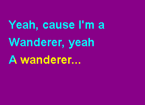 Yeah, cause I'm a
Wanderer, yeah

A wanderer...