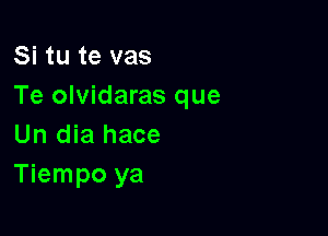 Si tu te vas
Te olvidaras que

Un dia hace
Tiempo ya