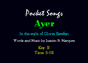 In the style of Cloma EmaEan
Words and Music by Juamw R bi'uqucz

KBY1 B

Tune 508 l