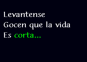 Levantense
Gocen que la Vida

Es corta...