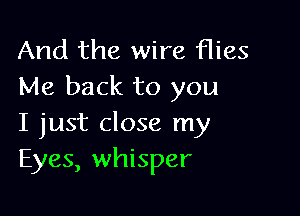 And the wire flies
Me back to you

I just close my
Eyes, whisper
