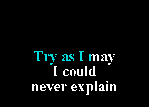 Try as I may
I could
never explain