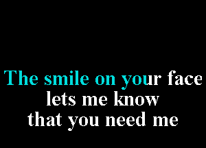 The smile on your face
lets me know
that you need me