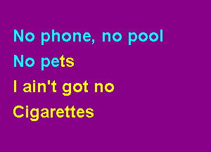 No phone, no pool
No pets

I ain't got no
Cigarettes