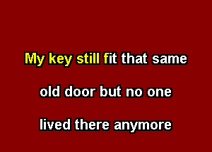 My key still fit that same

old door but no one

lived there anymore