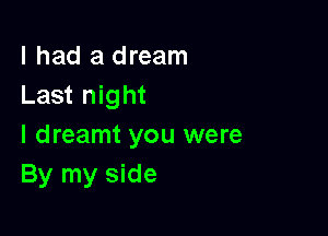 I had a dream
Last night

I dreamt you were
By my side