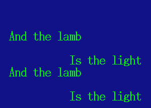 And the lamb

Is the light
And the lamb

Is the light