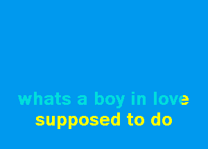 whats a boy in love
supposed to do