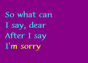 So what can
I say, dear

After I say
I'm sorry