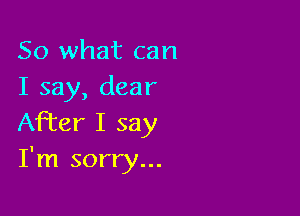 So what can
I say, dear

After I say
I'm sorry...