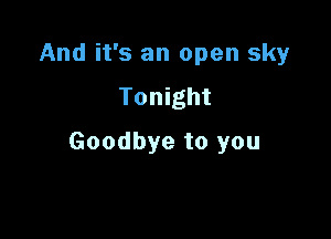 And it's an open sky

Tonight

Goodbye to you