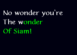 No wonder you're
The wonder

Of Siam!