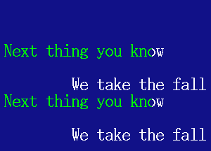 Next thing you know

We take the fall
Next thing you know

we take the fall