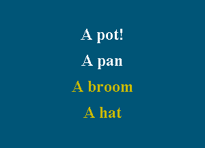 A pot!
A pan

A broom
A hat