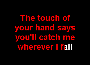 The touch of
your hand says

you'll catch me
wherever I fall