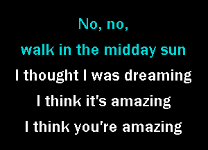 No, no,
walk in the midday sun

I thought I was dreaming

I think it's amazing
I think you're amazing