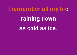 I remember all my life

raining down
as cold as ice.