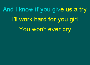 And I know if you give us a try

I'll work hard for you girl
You won't ever cry