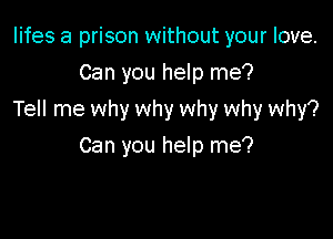 Iifes a prison without your love.
Can you help me?

Tell me why why why why why?

Can you help me?