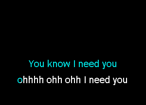 You know I need you
ohhhh ohh ohh I need you