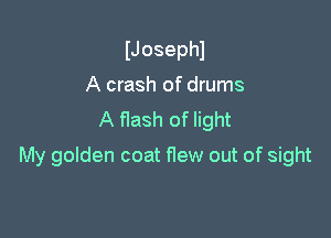 IJosephl
A crash of drums
A flash of light

My golden coat flew out of sight