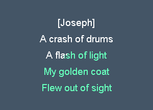 IJosephl
A crash of drums
A flash of light

My golden coat

Flew out of sight