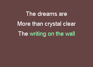 The dreams are

More than crystal clear

The writing on the wall